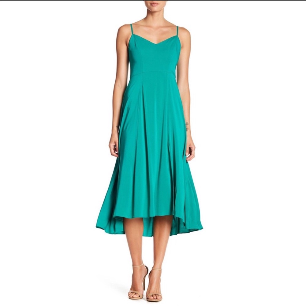 Black halo green midi dress